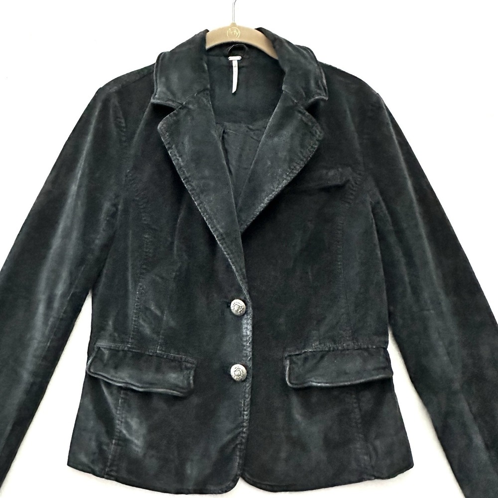Free People S Small Byron Corduroy Blazer Jacket‎ Black Single Breasted